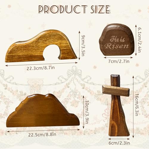 Easter Scene Wooden Decorations - Empty Tomb Resurrection Scene and Cross Decor - Jesus Christian Religious Tomb Signs Tiered Tray Decoration for the Home Table Office - style: Classic