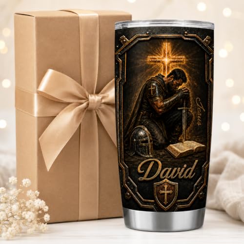 Personalized Christian Gifts For Men - A Child Of God Man Of Faith Warrior Christ Tumbler V1 - Christian Faith Religious Bible For Dad, Husband, Grandpa on Fathers Day, Christmas, Birthday - color: CH-VAR-01