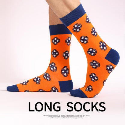 Men's Colorful Striped Dress Socks, 5-Pack Cotton, Sock Size 10-13 - color: Novelty Pattern Mix