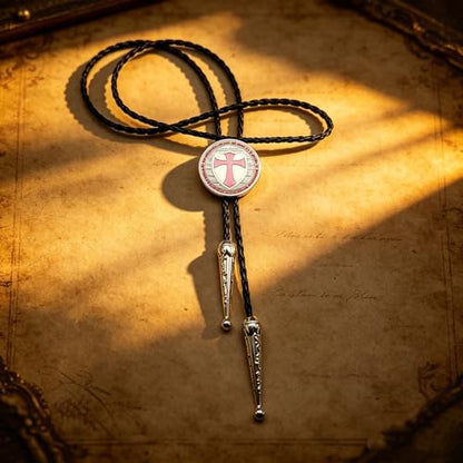 Fashionable Cross Bolo Tie Multi-Color Cross Shield Necktie - color: Pink
