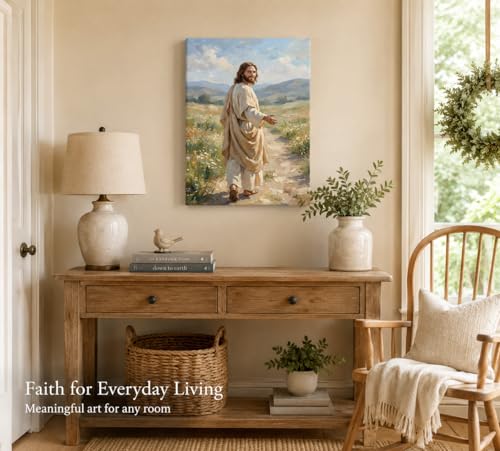 CXKAWM Jesus Walking Path Wall Art – Follow Christ Wall Decor, 16X24 in - color: Follow Jesus, size: 16x24in