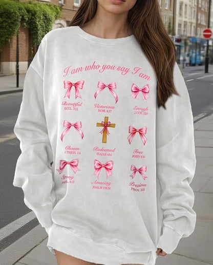 Christian Sweatshirts For Women Oversize Daisy Print Sweatshirts - color: White, size: Medium