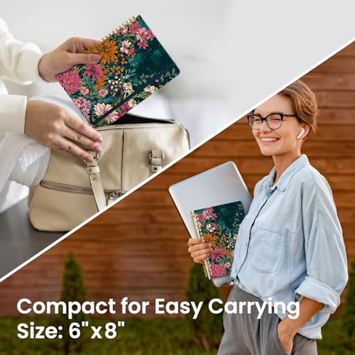 Taja Lined Spiral Journal for Women, A5 Cute Hardcover Notebook for Work - color: O-Wildflower Reverie