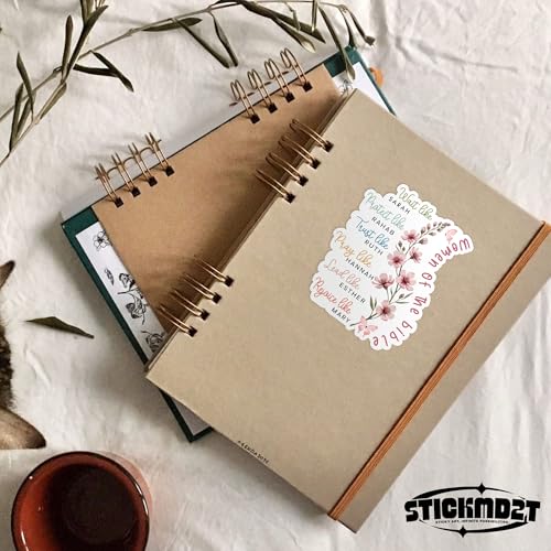 (3Pcs) Women of The Bible Sticker Books and Flowers Christian Faith Religious Bible Verse Waterproof Vinyl Sticker Laptop, Water Bottles, Phone Merchandise Decor Decal Gifts for Her Him 2 Inches - size: 2x2