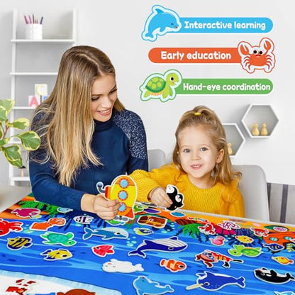 Taika 70Pcs Ocean Creatures Felt Story Board Set, 43x28inches Flannel Board - color: Ocean Creatures