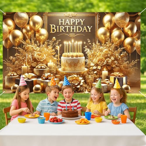 Happy Birthday Backdrop, 70.8x43.3in Large Gold Glitter Party Photography Background Indoor Photo Booth Banner Spring Birthday Party Decorations Supplies for Women Men Adults Boys Girls Kids - color: Colorfulb231, size: 70.8 x 43.3 Inch
