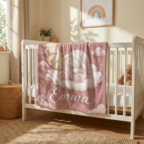 Personalized Baby Blanket With Name, Custom Baby Blankets Gift for Boy Girl - color: Blush Pink, size: Lamb