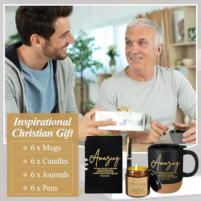 FillTouch 6 Set Christian Gift for Men 15 oz Coffee Mug Journal Pen Candle - color: Black