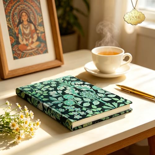 ipoul Flower Journal, Pretty Notebook for Women, Hardcover, Lay Flat, A5, 6x8, Lined Paper, Ruled Page, Birthday Gifts for Mom, Grandma, Wife, Writing Notebook, Church Notes Journal, Green - color: Blossom Green