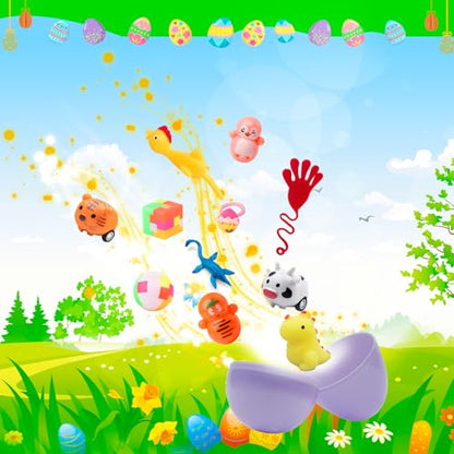 GOAUS Easter Eggs Fillers Party Favors for Kids 220 pcs, Small Toys Prizes with 100 Surprise Eggs for Filling, Goodie Bags Stuffers - style: 220 toys &100 eggs
