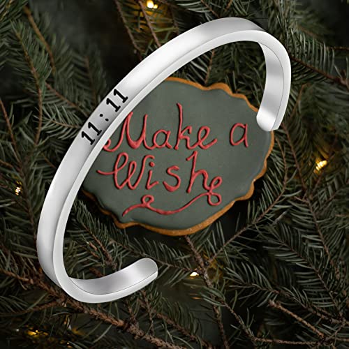 11 : 11 Cuff Angel Numbers Bracelet Make A Wish Gift for Women - color: Silver
