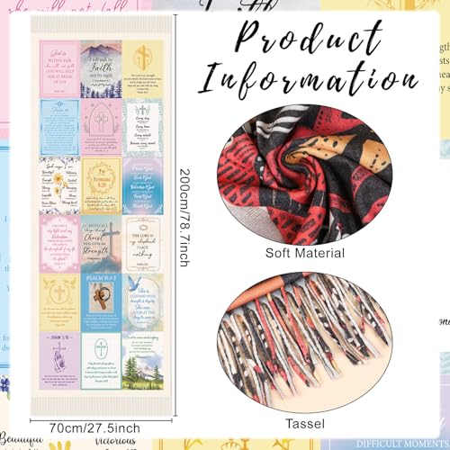Bible Wrap Scarf for Women, Christian Prayer Shawls Gift, Inspirational Positive Soft Birthday Present for Mother Christmas Thanksgiving (78.7 X 27.5 Inches)