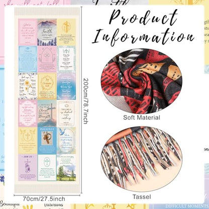 Bible Wrap Scarf for Women, Christian Prayer Shawls Gift, Inspirational Positive Soft Birthday Present for Mother Christmas Thanksgiving (78.7 X 27.5 Inches)