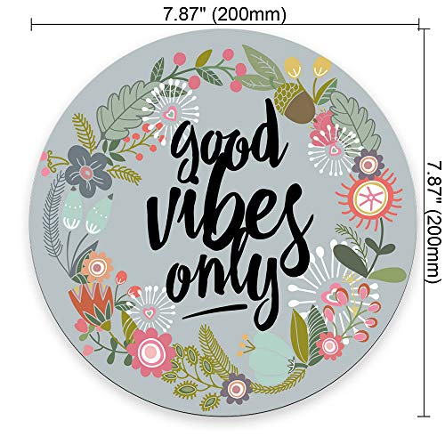 pingpi Good Vibes Only Mouse Pad Floral Quote Cute Dorm Decor Office Desk Accessories Office Decor Inspirational Positive Quote Black Rubber Mouse Pad - color: PA-7
