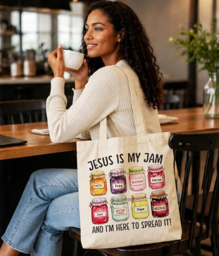 Christian Bible Verse Tote Bag for Women Faith Church - color: Jam