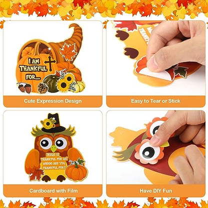 Outus 24 Pcs Religious Fall Crafts for Kids - Autumn Harvest Pumpkin Jesus Stickers, Thanksgiving DIY Craft Hanging Ornaments for Christian Classroom Activities