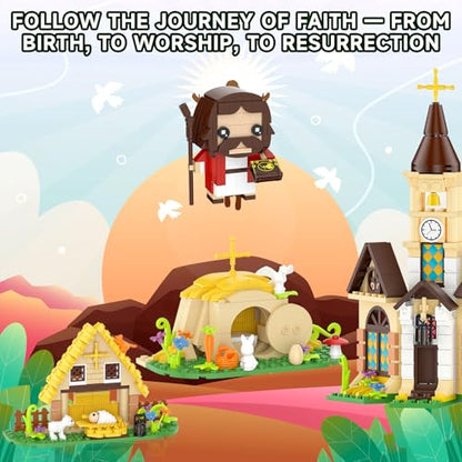 Jesus Christian Nativity 3-in-1 Building Blocks Set, Jesus Resurrection