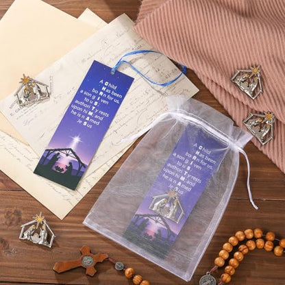 Supervitae 12set Christmas Nativity Stable Pin Christian Bookmark Gift Bulk - style: Nativity Stable