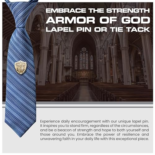 Armor of God Shield Lapel Pin by Armor Coin & Emblem - Elegant Spiritual Emblem - Divine Protection - Christian Accessory - Religious Collectible Gold Tie Tac