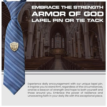 Armor of God Shield Lapel Pin by Armor Coin & Emblem - Elegant Spiritual Emblem - Divine Protection - Christian Accessory - Religious Collectible Gold Tie Tac