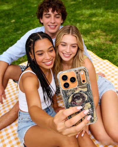 Dark Academia Grunge Phone Case Compatible with iPhone 17 Pro Max, Gothic Aesthetic Phone Cover for iPhone 17 Pro Max - color: Skull Love Eye