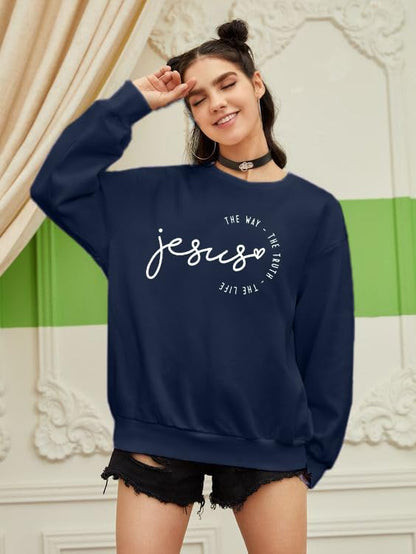 MOUSYA Christian Sweatshirts for Women God Shirts Jesus Graphic Pullover - color: Blue, size: X-Large