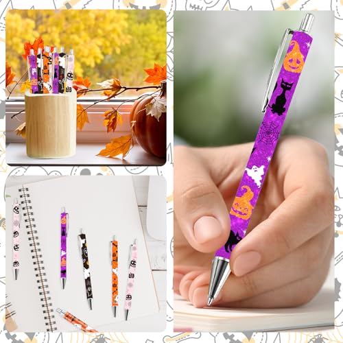 Wxiben Halloween Ballpoint Pens Set - 16 Pcs Glitter Ghost Pumpkin Pens Bat Black Cat Smooth Writing Ball Point Pen Halloween Holiday Gifts for Women Men Home Party Office Stationery School Supplies - color: Halloween