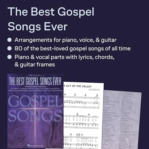 The Best Gospel Songs Ever | Piano, Vocal, Guitar Songbook | 80 Gospel Classics with Sheet Music, Lyrics, Chords and Guitar Diagrams | Timeless Hymns for Musicians and Beginners