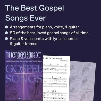 The Best Gospel Songs Ever | Piano, Vocal, Guitar Songbook | 80 Gospel Classics with Sheet Music, Lyrics, Chords and Guitar Diagrams | Timeless Hymns for Musicians and Beginners