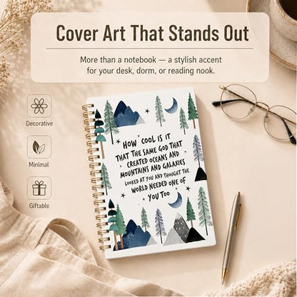 Inspirational Christian Spiral Notebook, How Cool Is It That the Same God Bible Verse Journal, Mountain Forest Religious Hardcover Lined Notebook Journal, 5.5x8.3 Inch - color: pattern-11