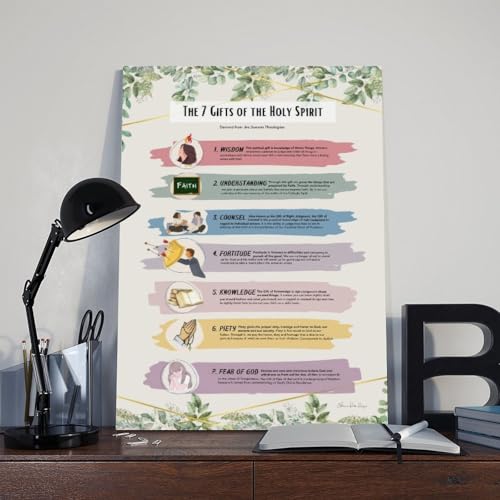 KERAXL Seven Gifts of Holy Spirit Poster Catholic Poster Holy Spirit Educational Catholic Poster Fruit Holy Spirit Poster Confirmation Gift Baptism Unframe-style16x24inch(40x60cm) - size: 24"L x 16"W