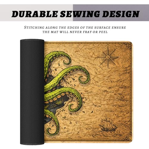 Octopus Monster Mouse Pad Cthulhu Dark Sea Pirate Fantasy Mousepad Extended Large Laptop Keyboard Non-Slip Rubber Base with Stitched Edges for Home 31.5x11.8 Inch - color: Octopus Monster, size: 31.5" x 11.8"