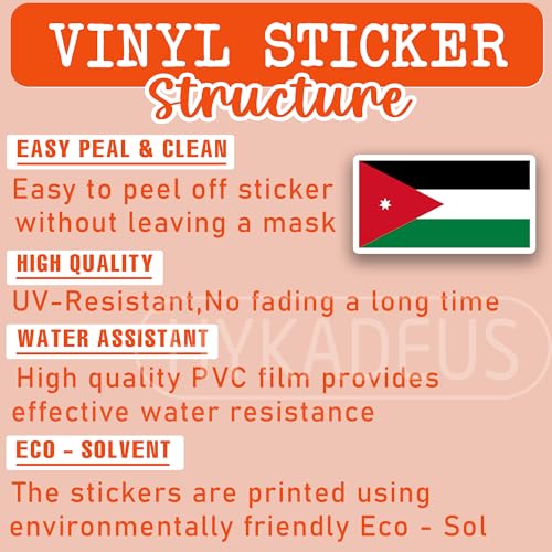 (3Pcs) Jordan Flag Sticker – Jordanian Stickers, Country Flag Vinyl Decal - color: Jordan