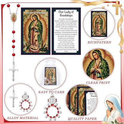 Cunno 40 Pcs Catholic Gifts Prayer Card Rosary Beads Necklace, Guadalupe - style: Guadalupe
