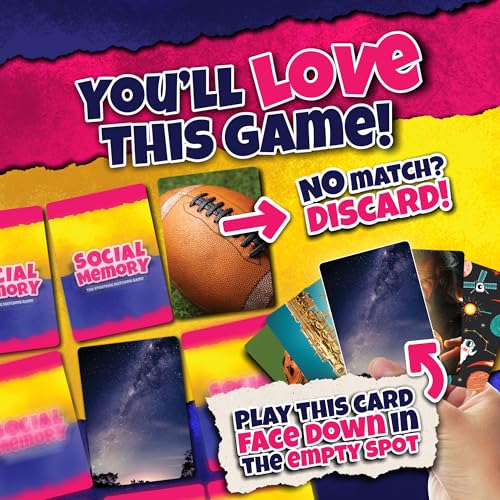Social Memory - Strategic Twist On Classic Memory Game! Great for Grandkids, Engaging Matching Cards for Families and Kids. Perfect for 2-5 Players and Family-Friendly Fun