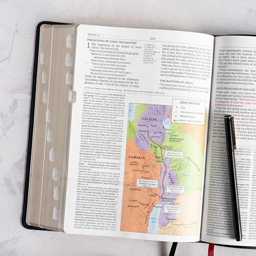 NASB Study Bible, Black Genuine Leather, Indexed, Full-Color, Red Letter, Study Notes and Commentary, Illustrations, Book Introductions, Articles, Word Studies, Outlines, Timelines, Maps