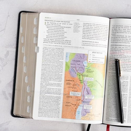 NASB Study Bible, Black Genuine Leather, Indexed, Full-Color, Red Letter, Study Notes and Commentary, Illustrations, Book Introductions, Articles, Word Studies, Outlines, Timelines, Maps