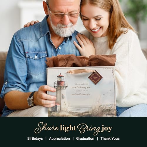 Christian Art Gifts Large Gift Bag with Tissue Paper, I Will Carry You - color: Carry You Lighthouse/Multicolor, style: Large Landscape