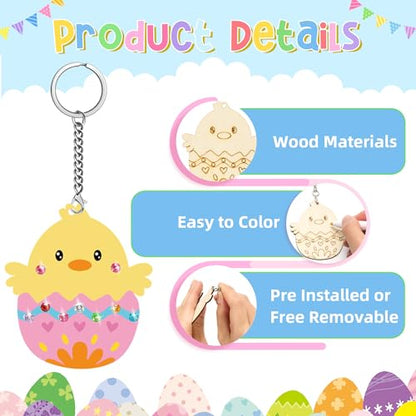 Bafeil 36 Set DIY Wooden Keychain Craft Kit, Color Your Own Keychains - color: Animal Color Your Own Keychains