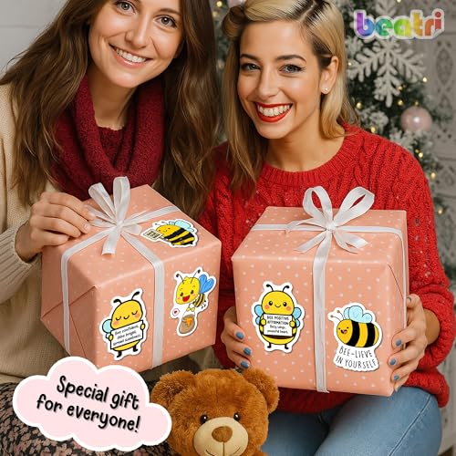 BEATRI Positive Bee Stickers 50Pcs Waterproof Vinyl Bee Decorations - color: Bee Stickers