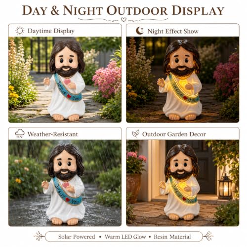 Jesus Love You Solar Lighted Figurine,10.2in Resin Outdoor Figurine Lights - color: Multicolor-jesus