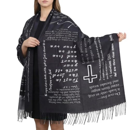 Prayer Shawl Christian Wrap Scarf For Women Prayer Scarves for Christian Scarf Gift - color: Black New