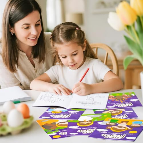 Bulk He is Risen Coloring Books,24Pcs Easter Story Drawing Booklet for Kids - style: Easter
