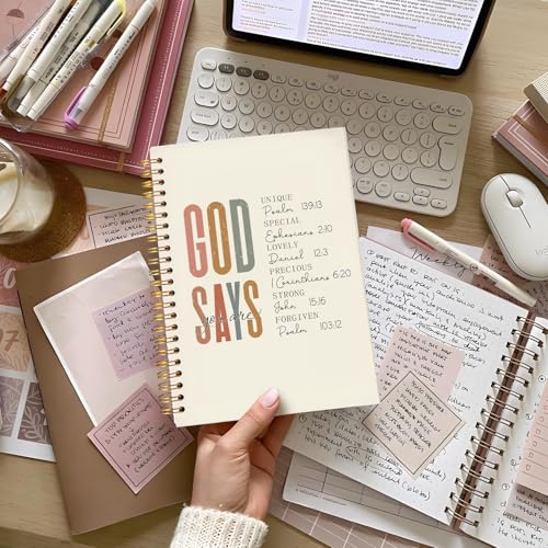 Lacama Christian Gifts for Women，Bible Journal Notebook for Women, Prayer Journal Inspirational Notebook Gifts for Teen Girls，Bible Study Supplies, Church Faith Journaling Hardcover Spiral Notebook - color: God Says You Are-4