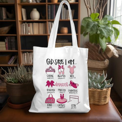 VICBOU Bible Verse Canvas Tote Bag, Inspirational Religious Christian Gifts for Women Men Canvas Tote Reusable Grocery Bags - color: Godsays09