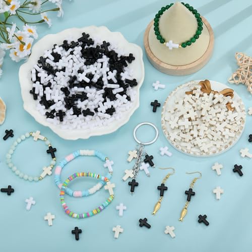 Ornaland Mini Cross Beads, Easter Crucifix for Rosary Making Bulk, 300 Pcs - color: White