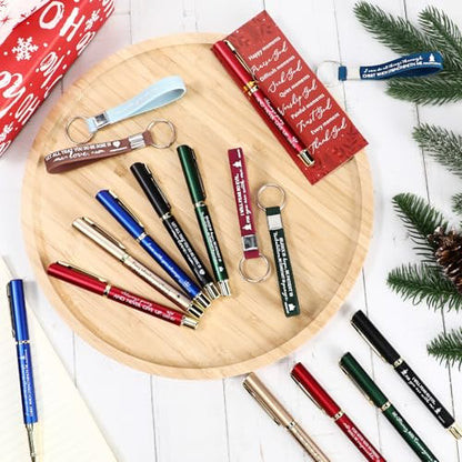 Lincia 30 Sets Christian Gifts for Church Bulk Religious Pen Books of The Bible Bookmark Religious Silicone Keychains for Sunday School Teacher Family Men Women Grandparents Pastor Clergy