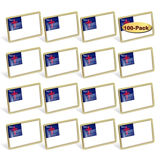24/50/100Pcs Christian Flag Lapel Pins Bulk - Metal Souvenir for Men Women Clothes Bags Hats Easter Day - color: 100-Pack