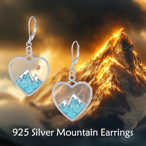 AOBOCO Mustard Seed Earrings for Women Sterling Silver Mountain Cross Earrings Dangle Christian Religion Jewelry Mothers Day Birthday for Mom Wife Friends - style: Heart Turquoise Earrings