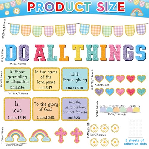 Christian Bulletin Board Decorations Jesus DO All Thing Classroom Bulletin Board Set Religious Motivational Paper Cutouts for Halloween Trunk or Treat Car Decor School Office Wall Decor Supplies - style: Jesus DO All Thing